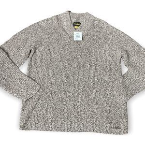 COPY - Cabelas V-neck sweater 100% cotton new with tags Heather brown/ white si…